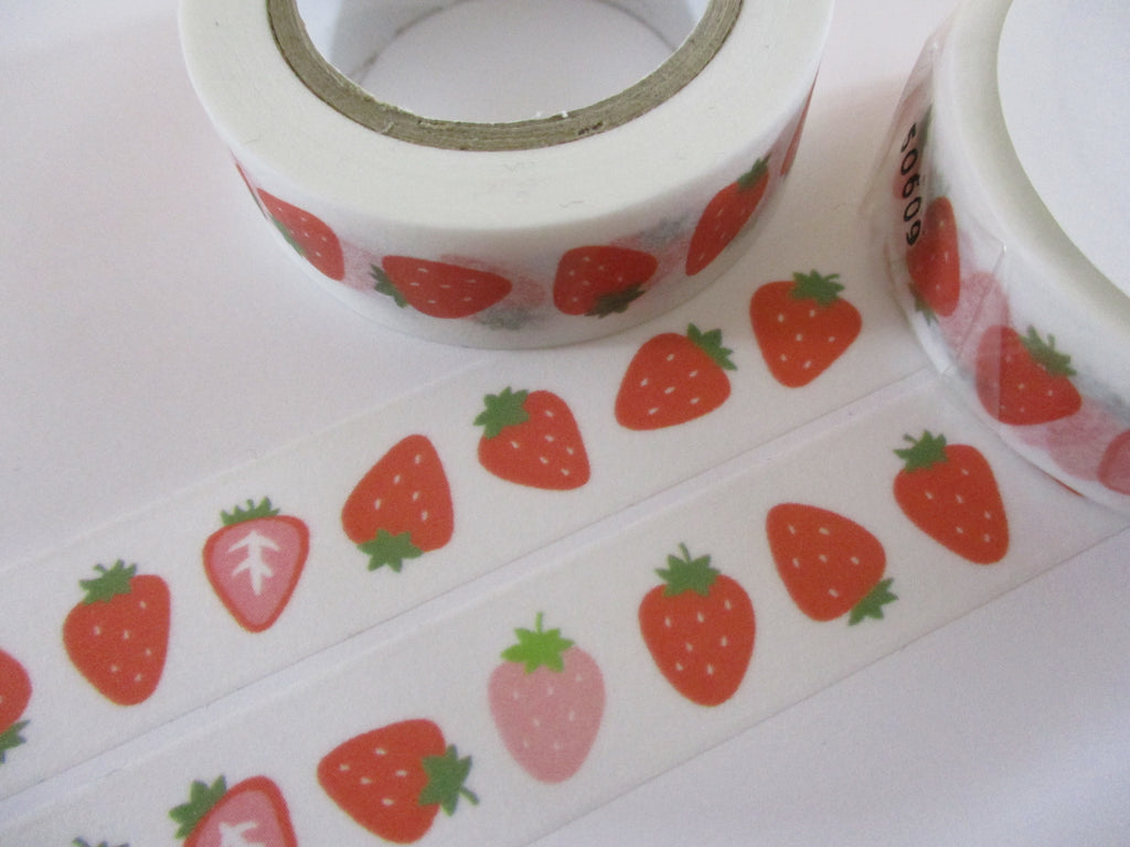 Cute Kawaii Papier Platz Washi / Masking Deco Tape - Fresh Strawberry Berries Fruit - for Diary Journal Planner Craft Schedule Agenda Scrapbook Gift