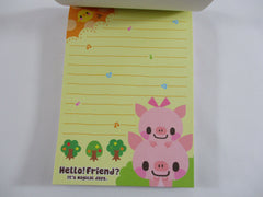 Cute Kawaii HTF Vintage Collectible Q-lia Bear friends Hello Friend 4 x 6 Inch Notepad / Memo Pad - Stationery Designer Paper Collection