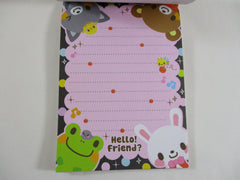 Cute Kawaii HTF Vintage Collectible Q-lia Bear friends Hello Friend 4 x 6 Inch Notepad / Memo Pad - Stationery Designer Paper Collection