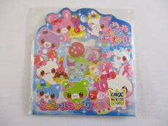 Cute Kawaii ⋆ ˚｡⋆୨୧˚ 🎈 (´｡• ◡ •｡`) ♡ VHTF Crux Animal Friends Bear Cat Rabbit Stickers Flake Sack - Rare Vintage