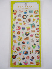 Cute Kawaii Mind Wave Pop Bright Color Series Sticker Sheet - Delicious Food Pizza Ramen Sushi Poke Tempura for Journal Planner Craft Diary Gift Schedule