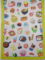 Cute Kawaii Mind Wave Pop Bright Color Series Sticker Sheet - Delicious Food Pizza Ramen Sushi Poke Tempura for Journal Planner Craft Diary Gift Schedule