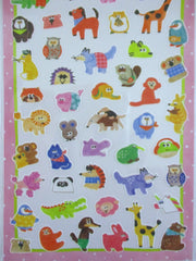 Cute Kawaii Mind Wave Pop Bright Color Series Sticker Sheet - Animals Zoo Dog Cat Rabbit Fox Hippo Pig Horse Hedgehog Elephant for Journal Planner Craft Diary Gift Schedule