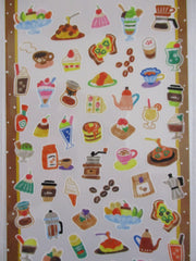 Cute Kawaii Mind Wave Pop Bright Color Series Sticker Sheet - Delicious Morning Coffee Bean Latte Snack Breakfast Bakery Sandwich for Journal Planner Craft Diary Gift Schedule