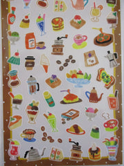 Cute Kawaii Mind Wave Pop Bright Color Series Sticker Sheet - Delicious Morning Coffee Bean Latte Snack Breakfast Bakery Sandwich for Journal Planner Craft Diary Gift Schedule