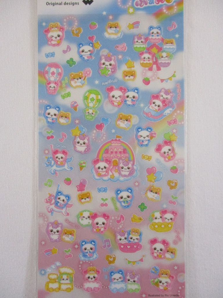 Cute Kawaii Mind Wave Ori Rainbow Rabbit Cat Hamster Friends Sticker Sheet - for Journal Planner Craft Diary Gift Schedule