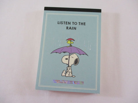 Rare ❤︎ *ੈ✩‧₊˚ Collectible ✿ Gift - Cute Kawaii Peanuts Snoopy Listen to the Rain Vintage 4 x 6 Inch Notepad / Memo Pad Diary Journal - Stationery Designer Paper Collection