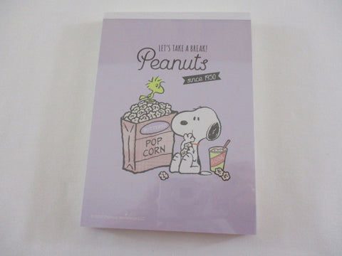 Rare ❤︎ *ੈ✩‧₊˚ Collectible ✿ Gift - Cute Kawaii Peanuts Snoopy Popcorn 4 x 6 Inch Notepad / Memo Pad Diary Journal - Stationery Designer Paper Collection