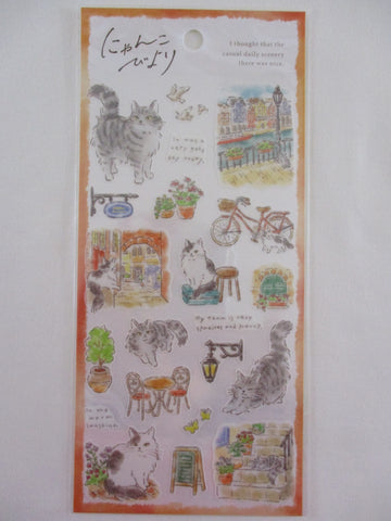 Cute Kawaii Mind Wave Cat Tabby Daily Scenery Sticker Sheet A Scenic Walk in the Neighborhood - for Journal Planner Diary Craft Gift Schedule Notebook Creative Art