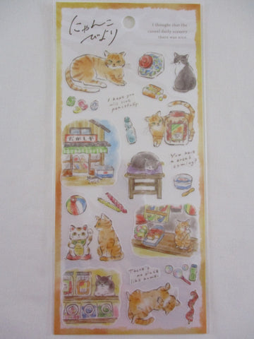 Cute Kawaii Mind Wave Cat Tabby Daily Scenery Sticker Sheet C Scenic Walk in the Neighborhood - for Journal Planner Diary Craft Gift Schedule Notebook Creative Art