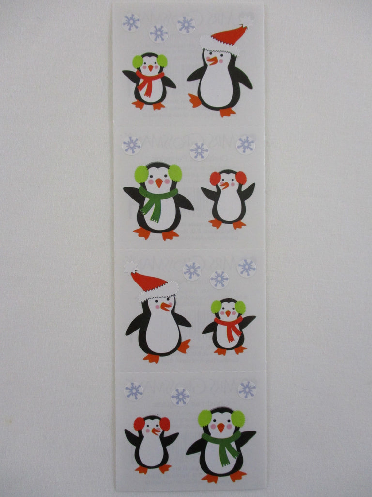 Mrs Grossman 2 x 6.5 Christmas Penguins Santa Sticker Sheet / Module - Vintage & Collectible