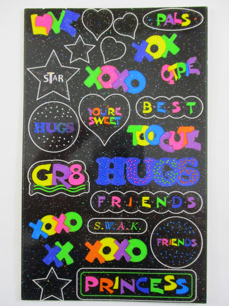Mrs Grossman Glitter Gab series 4 x 6.5 Best Friends Xoxo Princess Sticker Sheet / Module - Vintage & Collectible 2002