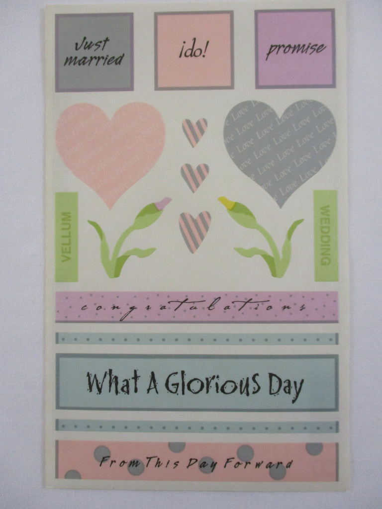 Mrs Grossman Vellum Collection series 4 x 6.5 Wedding Captions Heart Love Sticker Sheet / Module - Vintage & Collectible 2005