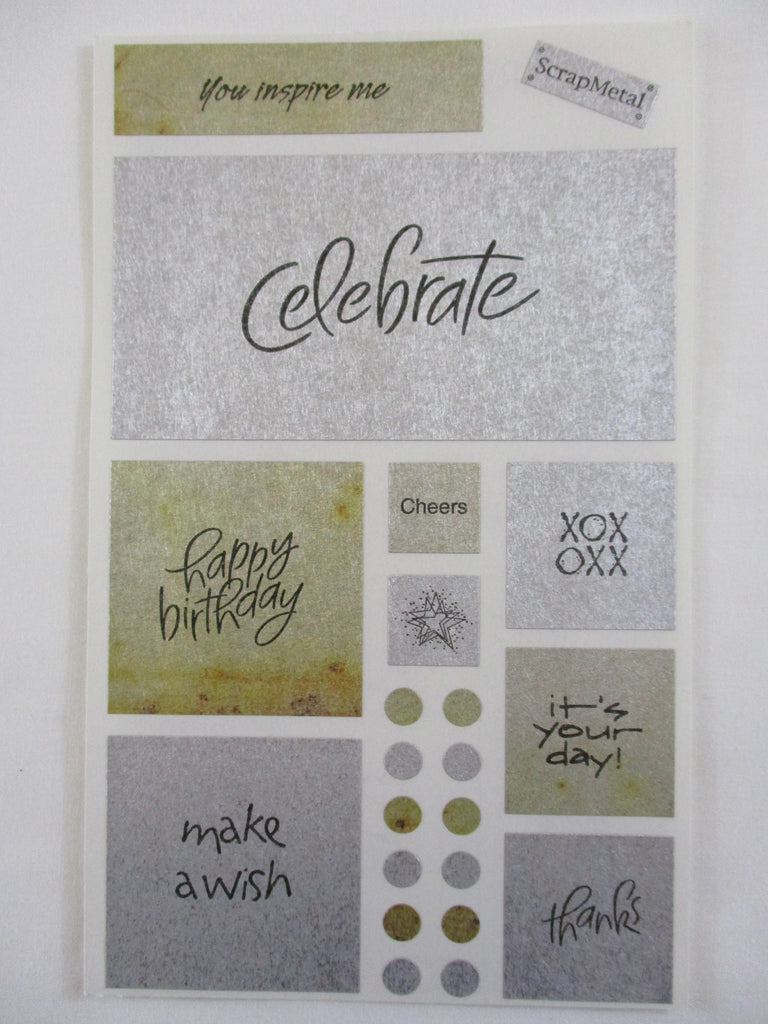Mrs Grossman ScrapMetal series 4 x 6.5 Celebrate Happy Birthday Make a Wish Sticker Sheet / Module - Vintage & Collectible 2004