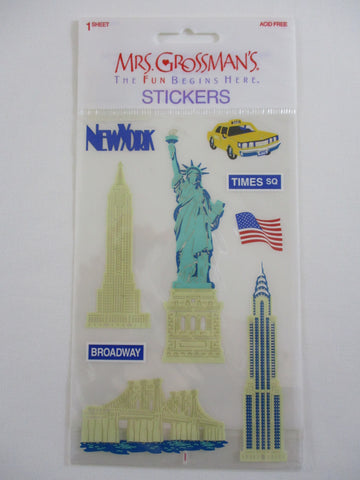 Mrs Grossman 4 x 6.5 Destinations New York Sticker Sheet - Vintage & Collectible