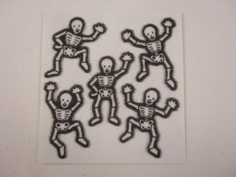Sandylion Skeleton Halloween Fuzzy Sticker Sheet / Module - Vintage & Collectible