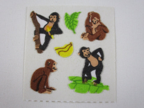 Sandylion Monkey Fuzzy Sticker Sheet / Module - Vintage & Collectible