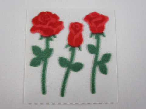 Sandylion Rose Flower Fuzzy Sticker Sheet / Module - Vintage & Collectible