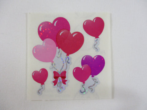 Sandylion Heart Valentine Balloon Glitter Sticker Sheet / Module - Vintage & Collectible