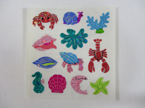 Sandylion Seahorse Seashell Glitter Sticker Sheet / Module - Vintage & Collectible