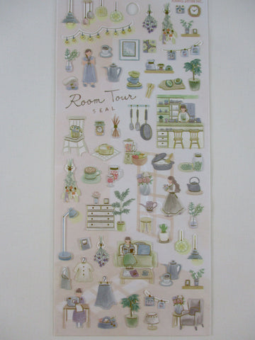 Cute Kawaii Kamio My Room Tour Series Sticker Sheet - Simple Mindful Home Garden Living Plant Cooking Kitchen Juice Drink Warm Coffee - for Journal Planner Craft Agenda Organizer Scrapbook