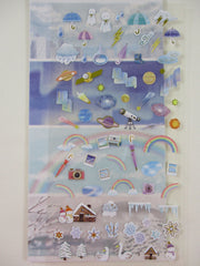 Cute Kawaii Kamio 4 Scenes Series Sticker Sheet - Rain Rainbow Snow Star Watching Telescope Galaxy Night Sky Dream - for Journal Planner Craft Agenda Organizer Scrapbook
