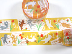 Cute Kawaii BGM Washi / Masking Deco Tape - Cat Feline Pet Kitten Playful - for Scrapbooking Journal Planner Craft