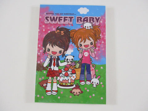 Cute Kawaii HTF Girl Friends Sweet Baby Animal 4 x 6 Inch Notepad / Memo Pad - Stationery Designer Paper Collection