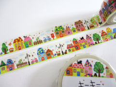 Cute Kawaii W-Craft Washi / Masking Deco Tape - House Town City Village - for Scrapbooking Journal Planner Craft