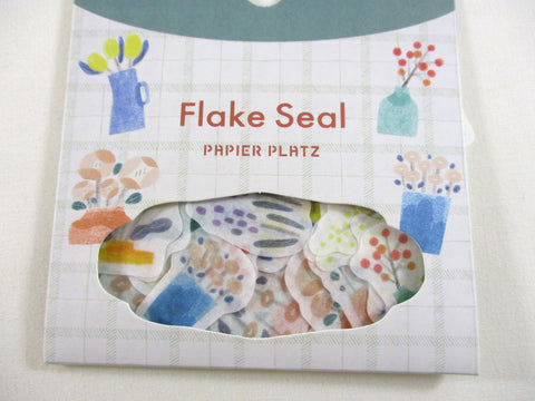 Cute Kawaii Papier Platz Flake Stickers Sack - Flower Vase Stem - for Journal Agenda Planner Scrapbooking Craft Schedule