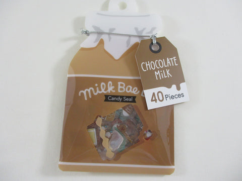 Cute Kawaii MW Candy Drop Style Flake Stickers Sack - Milk Chocolate - for Journal Scrapbook Decorate Agenda Craft Schedule Stationery Special