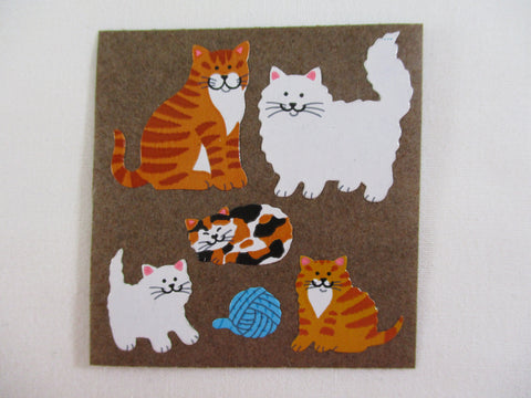 Sandylion Cat Kitten Sticker Sheet / Module - Vintage & Collectible - Brown Backing