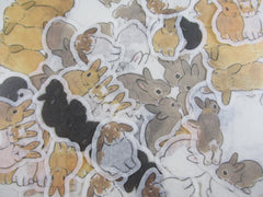 Cute Kawaii Papier Platz Flake Stickers Sack - Rabbit Friends - for Journal Agenda Planner Scrapbooking Craft