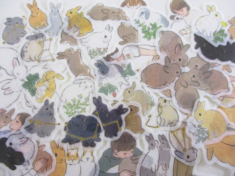 Cute Kawaii My Pet Rabbit Bunny Easter Fur Flake Stickers - 36 pcs