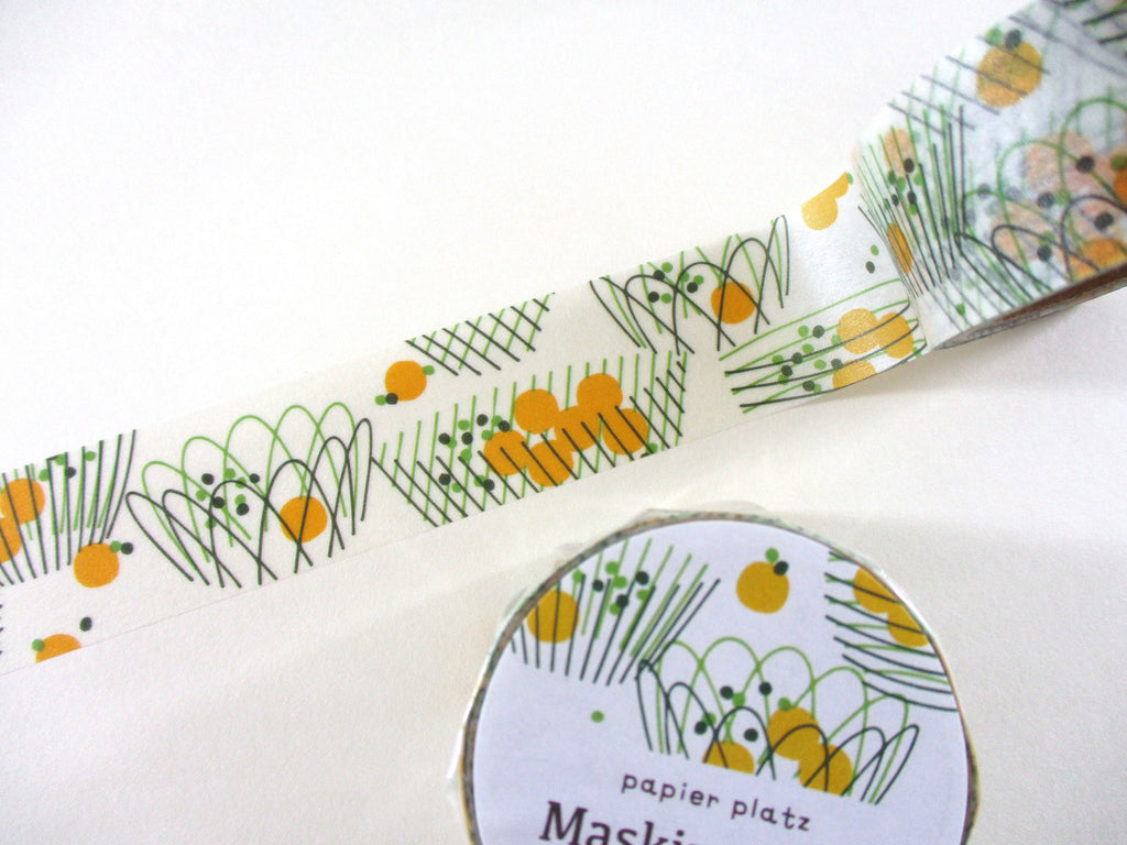 Cute Kawaii Papier Platz Washi / Masking Deco Tape - Fresh Fruit Basket of Lemon Contemporary Modern Decor Healthy - for Scrapbooking Journal Planner Craft