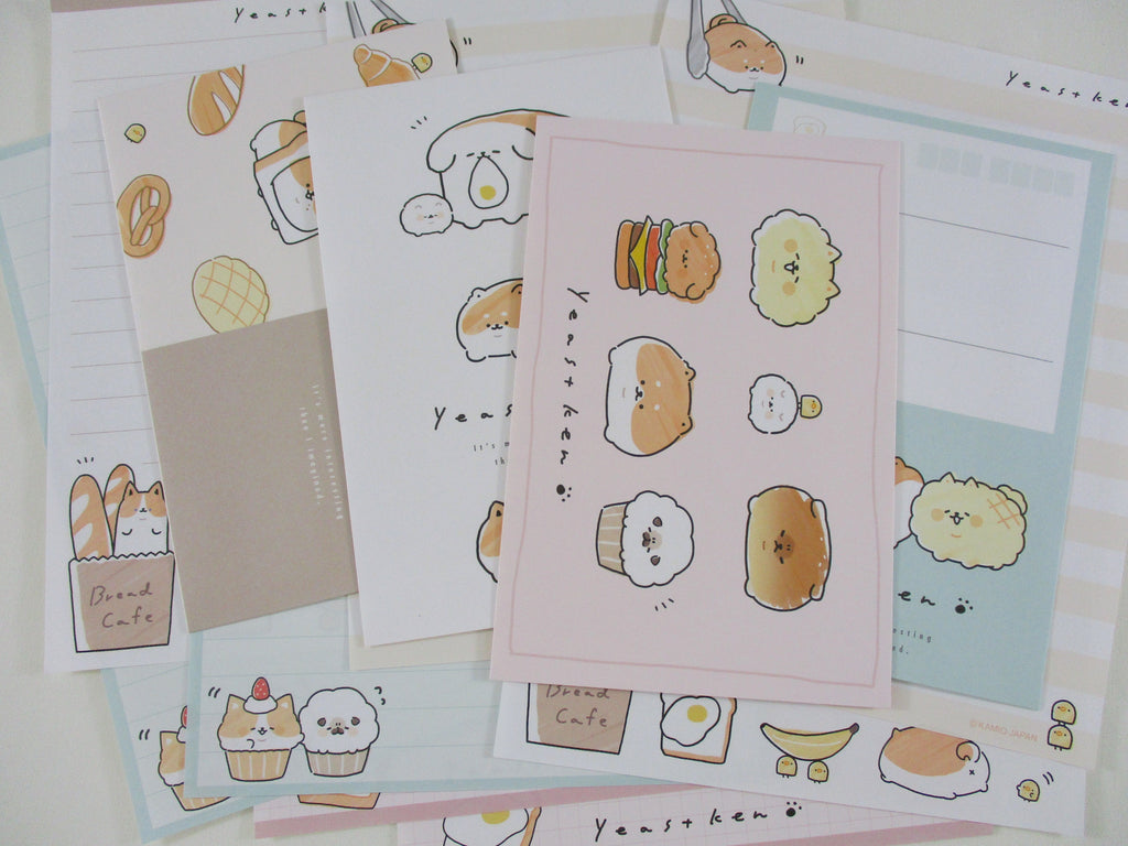 Cute Kawaii Kamio Bread Dog Puppies Cafe Yeastken Letter Sets Stationery - writing paper envelope stationery Penpal