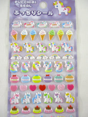 Cute Kawaii Lemon Sweets Ice Cream Food Unicorn Star Cupcake Sponge Puffy Sticker Sheet - for Journal Planner Craft Agenda Schedule Scrapbook Stationery