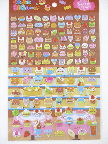 Cute Kawaii Lemon Animal Sweet Shop Cat Bear Rabbit Cupcake Food Large Sponge Puffy Sticker Sheet - for Journal Planner Craft Stationery Scrapbook Notebook Agenda Schedule