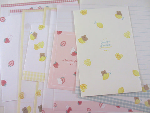 Cute Kawaii Q-lia Bear Fresh Strawberry Lemon Fruit Food Letter Sets Stationery - writing paper envelope penpal