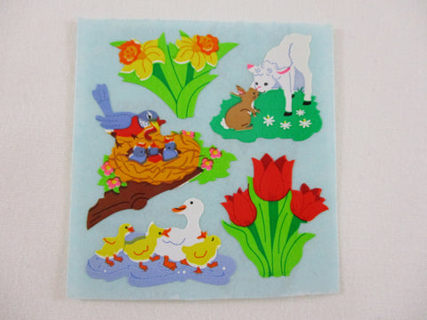 Sandylion Spring Flower Bird Duck Rabbit Sticker Sheet / Module - Vintage & Collectible