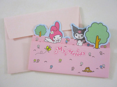 Cute Kawaii HTF Collectible Sanrio My Melody Kuromi Mini Gift Message Card 2005 - Small Writing Note Envelope Set Stationery