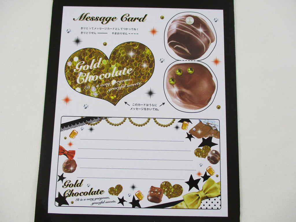 Rare ❤︎ Vintage *ੈ✩‧₊˚ Collectible ✿  Gift - Cute Kawaii DIY Paper Cut-outs Note Cards / Tags / Bookmarks - Gold Chocolate