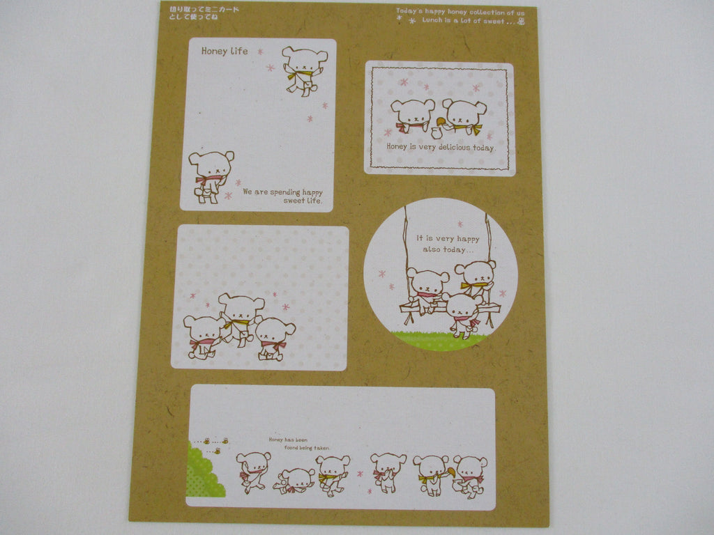 Rare ❤︎ Vintage *ੈ✩‧₊˚ Collectible ✿  Gift - Cute Kawaii DIY Paper Cut-outs Note Cards / Tags / Bookmarks - Honey Bear