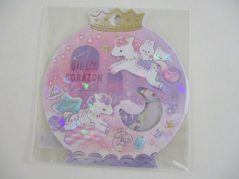 Cute Kawaii Q-Lia Unicorn Dream Rabbit Corazon Flake Stickers Sack - Collectible Journal Planner Craft Scrapbook Agenda