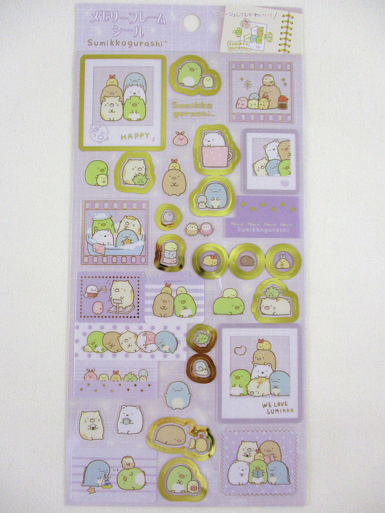 Cute Kawaii San-X Sumikko Gurashi Happy Time Friends Picture Strips Sticker Sheet 2024 C Purple - for Planner Journal Scrapbook Craft Stationery Agenda Schedule