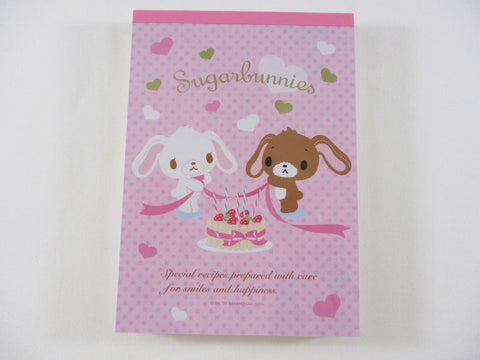 Cute Kawaii Collectible Vintage HTF Sanrio Sugar Bunnies 2009 B 4 x 6 Inch Notepad / Memo Pad - Stationery Designer Paper Collection