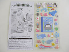 Cute Kawaii Kamio Sticker + Mini Display Book - Fish Ocean Penguin Seal Dolphin Beach Underwater - for Journal Planner Craft Agenda Organizer Scrapbook Stationery Gift