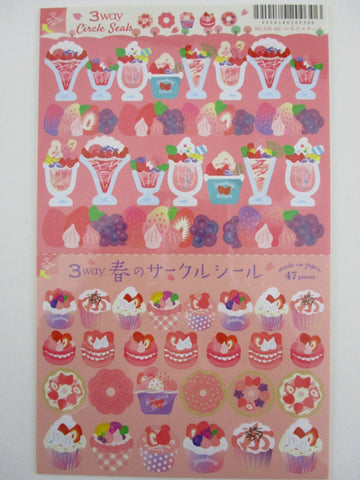 Cute Kawaii Ryu Fruit Strawberry Dessert Gelato Grape Donut Cupcake Parfait Ice Cream Sticker Sheet - for Journal Planner Craft Agenda Organizer Scrapbook