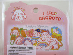 Cute Kawaii Nekoni Stickers Flake Sack - I Like Carrot ❤ Bunny Rabbit - for Journal Planner Craft Scrapbook Collectible Diary Project Gift