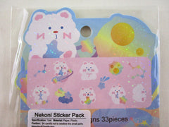 Cute Kawaii Nekoni Stickers Flake Sack - Rainbow ❤ Fluffy Pet - for Journal Planner Craft Scrapbook Collectible Diary Project Gift